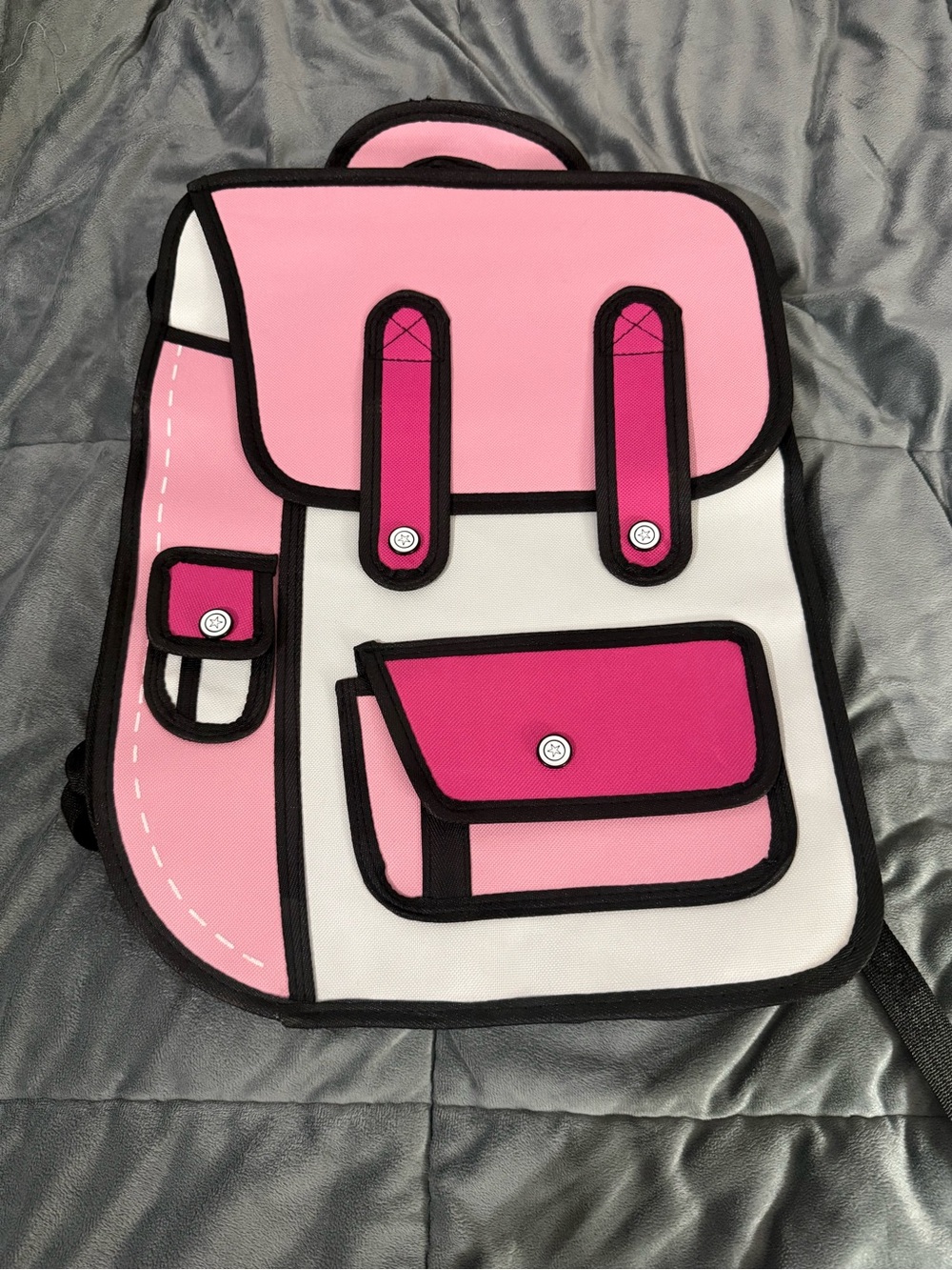 Pink Cartoon-Style 2D Backpack